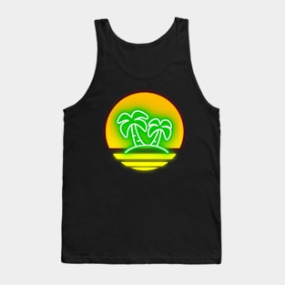 Retro sun Neon Palm Trees D-Lite Tank Top